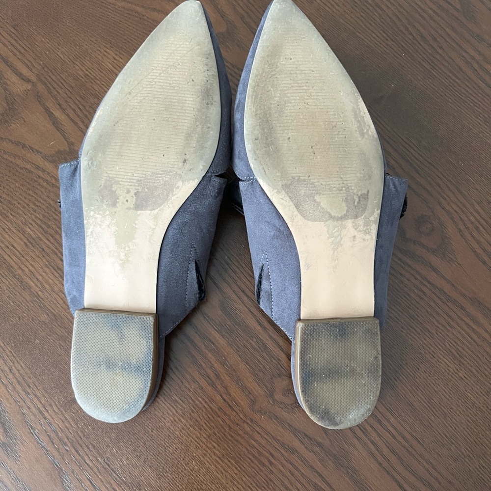 LOFT Grey Suede Bow Mules - Picture 3 of 7